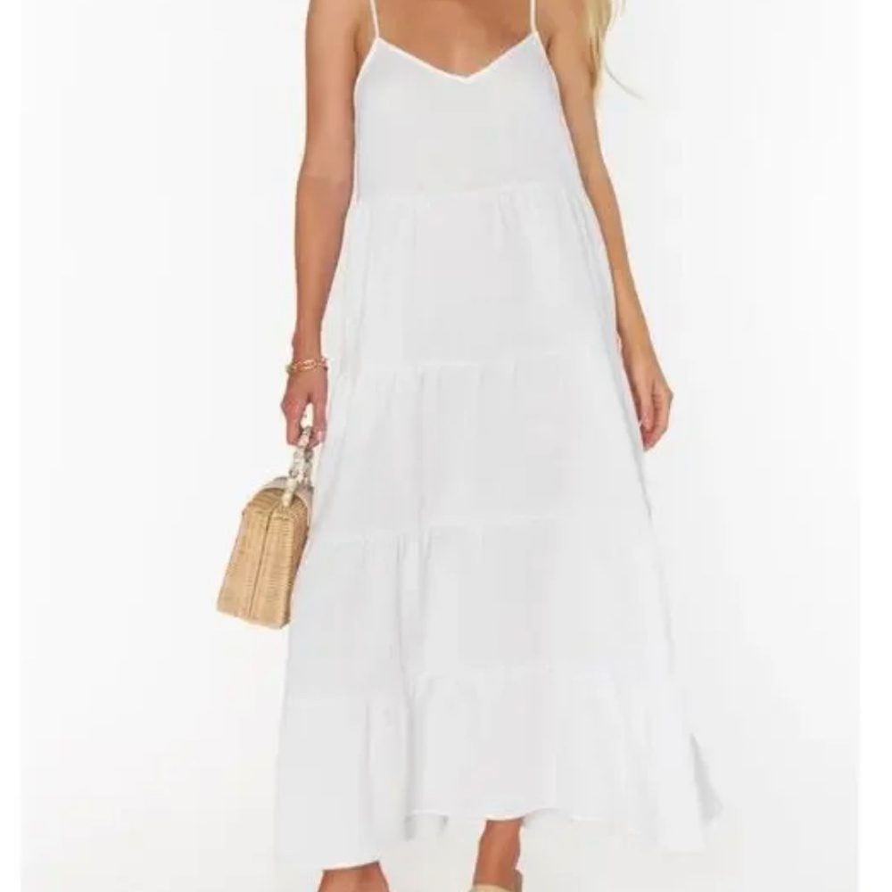 Show Me Your Mumu Caroline Maxi Slip Dress Small Crinkle Gauze V-Neck Pockets L